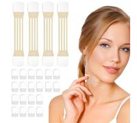 LQUYTA 20 Parches Invisibles + 4 Elásticos, Tiras Lifting Facial Invisibles, Kit de Cintas Lifting, Cinta lifting facial y cuello instantáneo, Parches antiarrugas para piel flácida