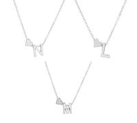 LQUYTA 3 Piezas Collar Inicial Plata Con Pequeño Corazón Letra Colgante Inicial Personalizada Collar L M N Para Mujeres Y Niñas Regalo Accesorio