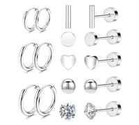LQUYTA 8 Pares Pendientes Plata Set Para Mujeres Y Hombres Pendientes Varios Piercings Pendientes Para Diferentes Estilos