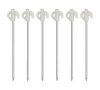LQUYTA Piquetas para Acampar, 6 Piezas Piquetas para Tienda, 20 cm Piquetas Camping con Ganchos, Piquetas Largas Camping Suelo Duro, Estacas Clavijas de Tienda de Metal para Carpas Lonas Jardines