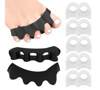 LQUYTA Separador Dedos Pie 1 Par 10 Piezas Individual Separador Dedos Pies Separador Dedos Pies Silicona Adecuado Para Dedos Pies Superpuestos Juanete Corrección (2 Negro 10 Blanco)