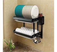 LQVAIPT Escurreplatos de acero inoxidable montado en la pared con escurridor, estante secado cocina que ahorra espacio, almacenamiento colgante resistente al óxido(41x30x40.5cm)