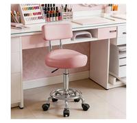 LQVAIPT Taburete con Respaldo y Pedal de Anillo, Silla con Ruedas hidráulica Ajustable con Ruedas for Uso en salón, SPA, médico, Masaje y Dibujo(Pink,Backrest)