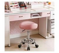 LQVAIPT Taburete con Respaldo y Pedal de Anillo, Silla con Ruedas hidráulica Ajustable con Ruedas for Uso en salón, SPA, médico, Masaje y Dibujo(Pink,Without Backrest)
