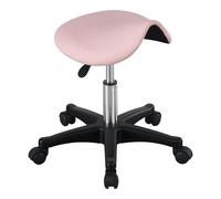 LQVAIPT Taburete con Ruedas for Silla de Montar, Taburete Dental Ajustable con Ajuste de Altura hidráulico for clínicas, spas y Estudios de Masaje(Pink)