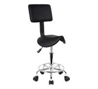 LQVAIPT Taburete con Silla de Montar con Ruedas, Giratorio de Cuero PU, Ajustable con Ruedas, Silla de salón for Peluquero, Esteticista, Tatuador(Black)