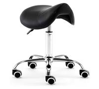 LQVAIPT Taburete con sillín hidráulico con Ruedas, Silla de Belleza giratoria con Ruedas for salón de Belleza, Asiento de Masaje for SPA, peluquería, manicura, Tatuaje(Black)