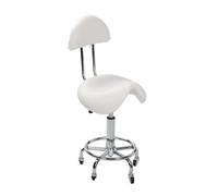 LQVAIPT Taburete con sillín rodante con Respaldo, Silla giratoria con sillín, Taburete Ajustable hidráulico for Dentista, SPA, salón de masajes, peluqueros,(White)