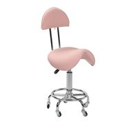 LQVAIPT Taburete con sillín rodante con Respaldo, Silla giratoria con sillín, Taburete Ajustable hidráulico for Dentista, SPA, salón de masajes, peluqueros,(Pink)