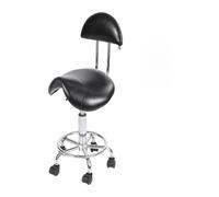 LQVAIPT Taburete con sillín rodante con Respaldo, Silla giratoria con sillín, Taburete Ajustable hidráulico for Dentista, SPA, salón de masajes, peluqueros,(Black)