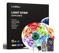 LQWELL® 30M (2 rollos de 15M) de Tira de luces LED con control remoto y aplicación de sincronización de música Luces de hadas LED que cambian de color RGB para fiesta, hogar, dormitorio, TV