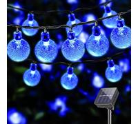 LQWELL® Cadena De Luces Solares Para JardÍN, Cadena Solar De Bolas De Cristal, 60 Ledes, 13 M, IP44, 8 Modos, Cadena De Luces Para Exterior/Interior, JardÍN, Terraza (13M 60LED Azul)