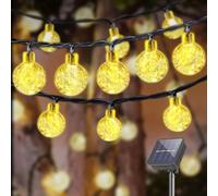 LQWELL® Guirnaldas de Luces Solares para Jardín Exterior, Cadena de Luces Solares 30LED 8M 26FT IP44 8 Modos Guirnaldas de Luces para Patio Exterior/Interior Balcón Ventana (Blanco Cálido)