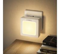 LQWELL® LÁMpara de Noche Plegable con Sensor Crepuscular, LÁMpara de Noche con Brillo Ajustable, Luz de Enchufe AutomÁTica, Luz de OrientaciÓN Blanca CÁLida (Blanco, 1 Pieza)