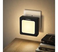 LQWELL® LÁMpara de Noche Plegable con Sensor Crepuscular, LÁMpara de Noche con Brillo Ajustable, Luz de Enchufe AutomÁTica, Luz de OrientaciÓN Blanca CÁLida (Negro, 1 Pieza)