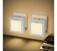 LQWELL® LÁMpara de Noche Plegable con Sensor Crepuscular, LÁMpara de Noche con Brillo Ajustable, Luz de Enchufe AutomÁTica, Luz de OrientaciÓN Blanca CÁLida (Azul, 1 Pieza)