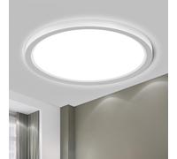 LQWELL® Lámpara de Techo LED, IP44, Resistente al Agua, para Baño, Redonda, Plana, 36W, 6000K, 4320LM, Moderna, Sencilla, Fina, para Salón, Dormitorio, Cocina, Oficina, 400 x 24 mm