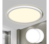LQWELL® Lámpara de Techo LED Lámpara de Techo, IP44 Lámpara de Baño Impermeable Redonda Plana 18W 4000K 1980LM Delgada para Sala de Estar Baño Dormitorio Cocina Pasillo Sótano Oficina, 220 * 24mm