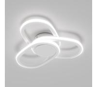 LQWELL Lámpara de Techo LED Moderna de 40cm, Diseño de Trébol, 48W 6500K 5400LM, IP44 Resistente al Agua, Fabricada en Metal y Acrílico, Ideal para Baño, Dormitorio, Sala de Estar, Cocina
