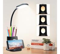 LQWELL® LÁMpara Escritorio LED 4 En 1, Luz De Lectura Recargable USB Para Estudio, Luz Nocturna De 3 Niveles De Brillo, Flexibles De 360° Con Soporte Para TelÉFono Con BolÍGrafo (Negro)