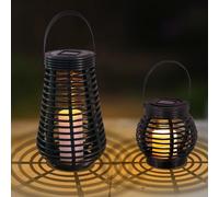LQWELL LÁMparas Solares Para Jardines Al Aire Libre, Linternas Impermeables, Luces De JardÍN De RatÁN Para Exteriores, Blanco CÁLido, Juego De 2 Para Patio, HabitaciÓN, Fiesta Festival