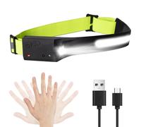 LQWELL® Linterna Frontal LED Recargable, COB Haz Ancho y Foco, Faro Impermeable de 5 Modos con Sensor de Movimiento y Diadema Reflectante para Correr Nocturno, Al Aire Libre, Ciclismo, Camping