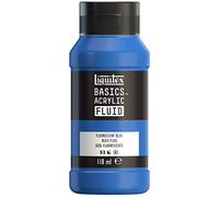 Liquitex Basics Fluid - Pintura acrílica de consistencia fluida, secado rápido, resistente a la luz, impermeable, acabado satinado permanente, bote 118 ml, azul fluorescente