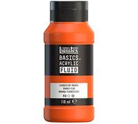 Liquitex Basics Fluid - Pintura acrílica de consistencia fluida, secado rápido, resistente a la luz, impermeable, acabado satinado permanente, bote 118 ml, naranja fluorescente