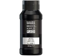 Liquitex Basics Fluid - Pintura acrílica de consistencia fluida, secado rápido, resistente a la luz, impermeable, acabado satinado permanente, bote 118 ml, negro de marte