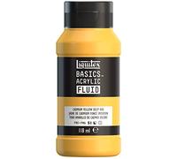 Liquitex Basics Fluid - Pintura acrílica de consistencia fluida, secado rápido, resistente a la luz, impermeable, acabado satinado permanente, bote 118 ml, tono amarillo de cadmio oscuro