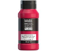 Liquitex Basics Fluid - Pintura acrílica de consistencia fluida, secado rápido, resistente a la luz, impermeable, acabado satinado permanente, bote 118 ml, tono rojo de cadmio oscuro