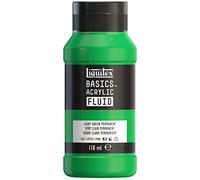 Liquitex Basics Fluid - Pintura acrílica de consistencia fluida, secado rápido, resistente a la luz, impermeable, acabado satinado permanente, bote 118 ml, verde claro permanente