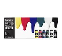 Liquitex Basics Fluid - Pintura acrílica de consistencia fluida, secado rápido, resistente a la luz, impermeable, acabado satinado permanente, set de 6 colores de 18 ml