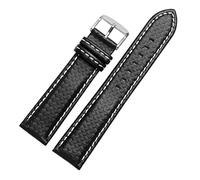 LQXHZ 18 mm 20 mm 22 mm 24 mm reloj de reloj de reloj de reloj de carbono correa de reloj de fibra de carbono con costura roja + forro de cuero Cierre de acero inoxidable Banda de reloj(White pin clas