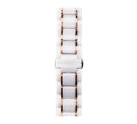 LQXHZ 20 22 24 mm Cerámica de lujo y acero inoxidable Zwart Blanco Compatible With Samsung S2 3 4 Huawei Gt Cinturón de pulsera de pulsera de correa de reloj(White and rose gold,22mm)