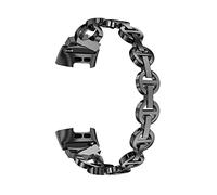 LQXHZ Bling Diamond Correas Ajuste for la carga de Fitbit 5 Smart Watch Band Banda de acero inoxidable Pulsera de la cadena de la cadena de bucle de metal ajuste for cargar 2 3 4(Black,For charge 3 or