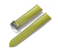 LQXHZ Compatible Con Cartier Tank London Key Litchi Grain Cuero Suave Correa De Cuero Hombres # 39; S Ladies Reloj Con Hebilla Plegable Accesorios(Light green,15mm)