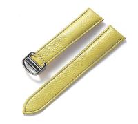 LQXHZ Compatible Con Cartier Tank London Key Litchi Grain Cuero Suave Correa De Cuero Hombres # 39; S Ladies Reloj Con Hebilla Plegable Accesorios(Lemon yellow,16mm)