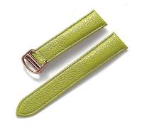LQXHZ Compatible Con Cartier Tank London Key Litchi Grain Cuero Suave Correa De Cuero Hombres # 39; S Ladies Reloj Con Hebilla Plegable Accesorios(Light green rose,13mm)