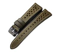 LQXHZ Correa De Cuero De Vaca Italiana Hecha A Mano 18 20 21 22MM Pulsera Ultrafina Verde Marrón Gris For Hombre(Green,19mm)