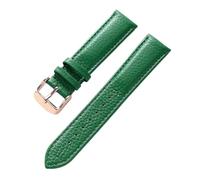 LQXHZ Correa De Cuero Genuino Correa De Reloj De Cuero De Vaca De Grano De Lichi Suave For Mujer Correa De Reloj Impermeable For Hombres 14 16 18 Mm Accesorios De Cadena De Reloj(Green rose buckle,18m
