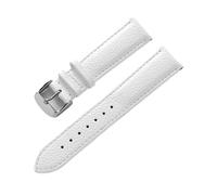 LQXHZ Correa De Cuero Genuino Correa De Reloj De Cuero De Vaca De Grano De Lichi Suave For Mujer Correa De Reloj Impermeable For Hombres 14 16 18 Mm Accesorios De Cadena De Reloj(White,18mm)
