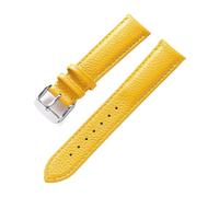 LQXHZ Correa De Cuero Genuino Correa De Reloj De Cuero De Vaca De Grano De Lichi Suave For Mujer Correa De Reloj Impermeable For Hombres 14 16 18 Mm Accesorios De Cadena De Reloj(Yellow,15mm)