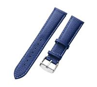LQXHZ Correa De Cuero Genuino Correa De Reloj De Cuero De Vaca De Grano De Lichi Suave For Mujer Correa De Reloj Impermeable For Hombres 14 16 18 Mm Accesorios De Cadena De Reloj(Blue white line,16mm)