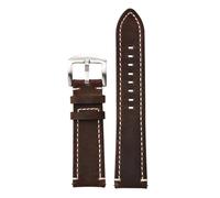 LQXHZ Correa De Cuero Genuino Retro Hecha A Mano Piel De Caballo Loco Correa De Reloj De Cuero De Vaca 18mm 20mm 22mm 24mm Correa De Reloj For Hombre(Coffee-silver buckle,24mm)