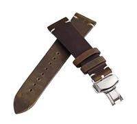 LQXHZ Correa De Piel Vacuno Con Costuras, 18 Mm, 20, 22, 24, Estilo Vintage, Hebilla Mariposa(4-Brown-S,22mm)