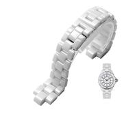 LQXHZ Correa De Reloj Convexa, Reloj Blanco Y Negro De Cerámica Compatible Con Pulseras J12, Correa De 16mm Y 19mm, Eslabones Sólidos Especiales, Hebilla Plegable(White,16mm)