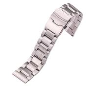 LQXHZ Correa De Reloj De Acero Inoxidable Cepillado For Mujer, 18, 20, 22 Y 24 Mm, Con Cierre Desplegable De Doble Presión.(Silver,24mm)