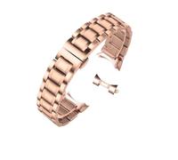 LQXHZ Correa de reloj de acero inoxidable con extremo curvo, correas de reloj de 16mm, 17mm, 18mm, 19mm, 20mm, 21mm, 22mm, 23mm y 24mm, pulsera con bandas de acero(Rosegold-curved,17mm)