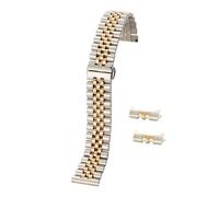 LQXHZ Correa de reloj de acero inoxidable, interfaz de arco hueco con pasadores de herramientas, reemplazo, 12/13/14/16/17/18/19/20/21/22mm(Silver Rose Gold,14mm)